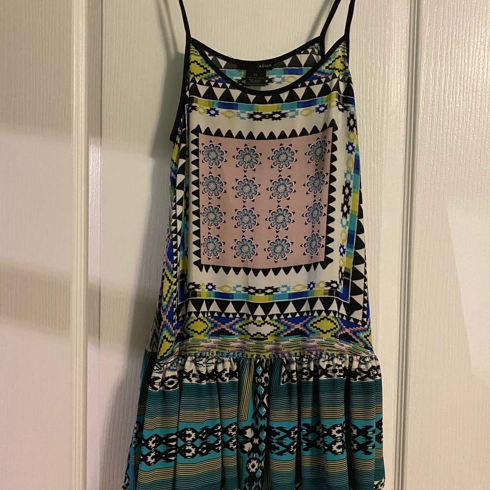 AQUA Flowy Print Mini Dress